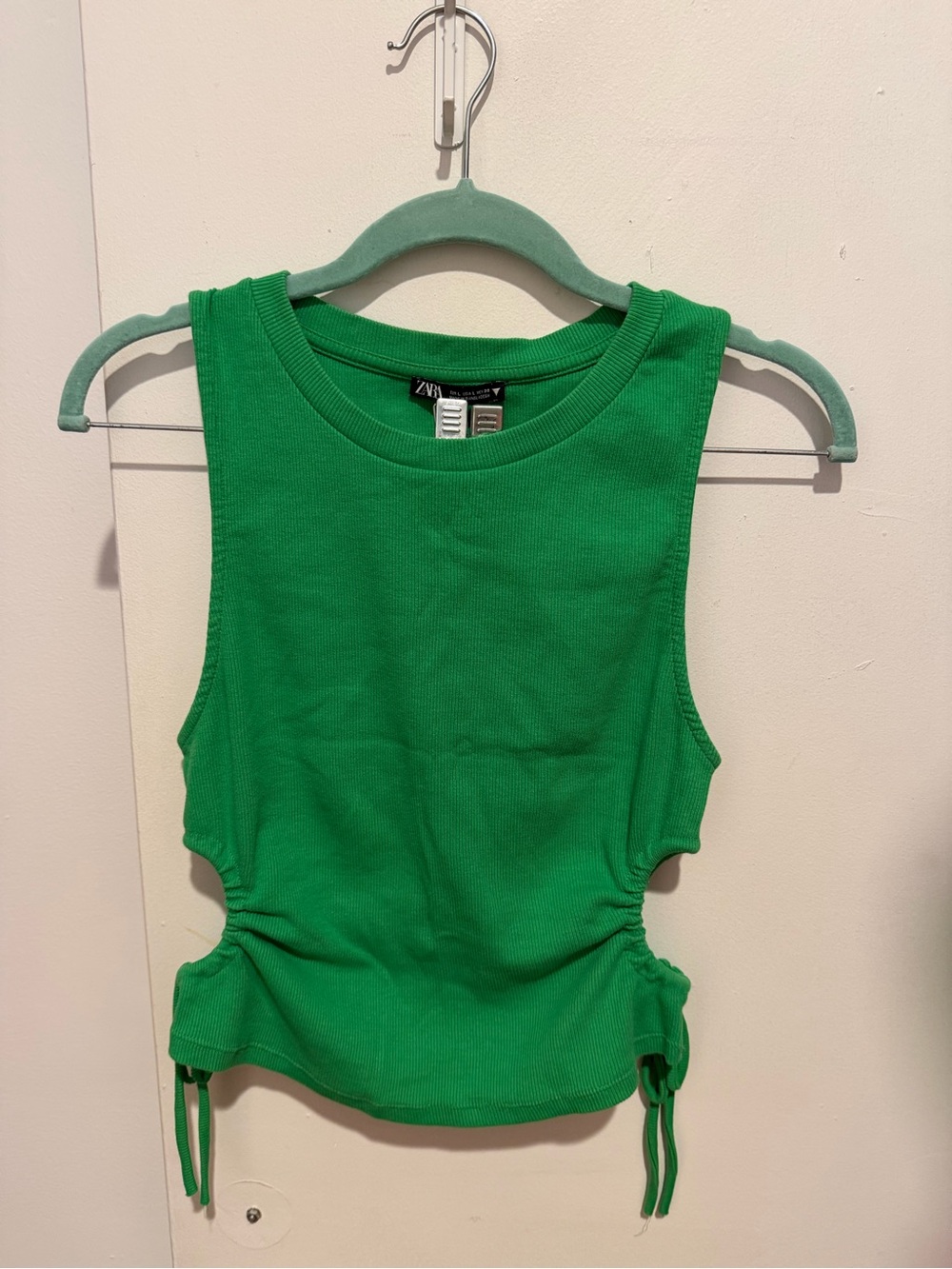 Zara Bright Green Ribbed Side-Tie Tank